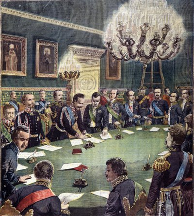 Underskriften af Charles Albert (Charles Albert), konge af Sardinien, af grundstatutten for monarkiet i Savoyen den 07/02/1848, som blev vedtaget den 4. marts 1848, kendt som Albertine-statutten eller Statuto Albertino. af Unknown artist