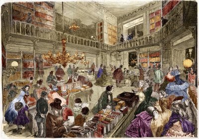 Butikken for boghandlen Nouvelle, boulevard des italiens i Paris i 1860. af Unknown artist