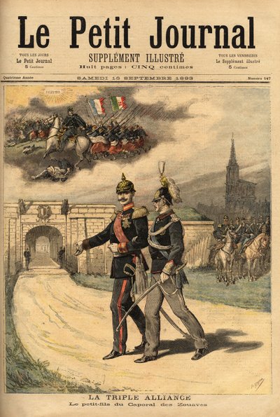 Den tredobbelte alliance mellem Tyskland, Østrig, Ungarn og Italien, anklaget af Frankrig for forræderi, siden Prins Victor (1862-1926) besøgte Vilhelm II (1859-1941), tyskernes kejser, prinsen kaldes barnebarnet af korporal af Zouaverne, fordi hans g af Unknown artist