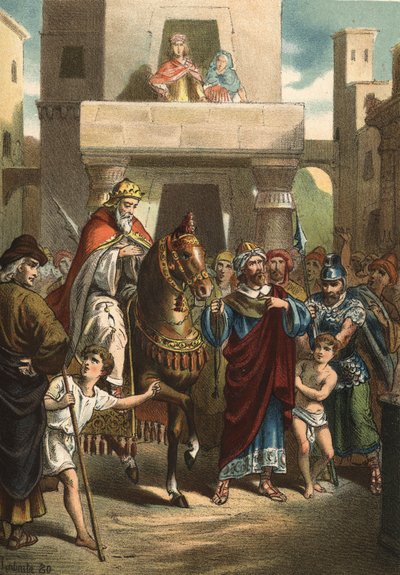 Mordokajs triumf (eller Mordokai eller Mordokai), bibelsk karakter (Life-femte århundrede f.Kr.) i "" Skønhedskulten"" af John Just Huguet, Mills Brothers forlag af Unknown artist