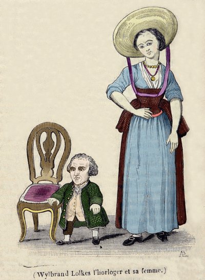 Urmageren Wylbrand Lolkes med sin kone. 1800-tals gravering. af Unknown artist