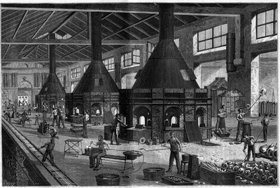 Hele glasvarer fra MM Appert-brødrene, der viser arbejdet med den nye proces med at blæse glas med luftkompresser. af Unknown artist