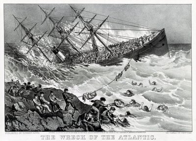 Vraget af RMS Atlantic transatlantiske oceanlinjeskib af White Star Line, på kysten af Nova Scotia af Unknown artist