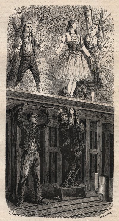 Teatertricks - metamorfose - gravering af 1875 af Unknown artist