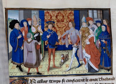 Thibaut III af Champagne (1179-1201), Ludvig (d. 1205), greve af Blois og Chartres, og Baudouin IX af Flandern (eller Baudouin VI af Hainaut), også kendt som Baudouin I af Konstantinopel (1171-1206), mødtes . Miniature i "" Krønike om Herodes Antipas