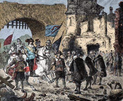 Tredive år gammel: General Bernard af Sachsen Weimar (Sachsen-Weimar) (1604-1639) mellem sejrherre i Breisach (Tyskland) - Bernhard af Weimar indtog Breisach - af Unknown artist