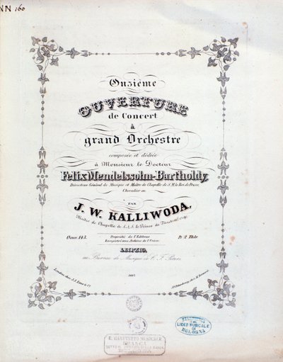 Titelside med partitur til ouverture nr. 11 af Kalliwoda af Unknown artist