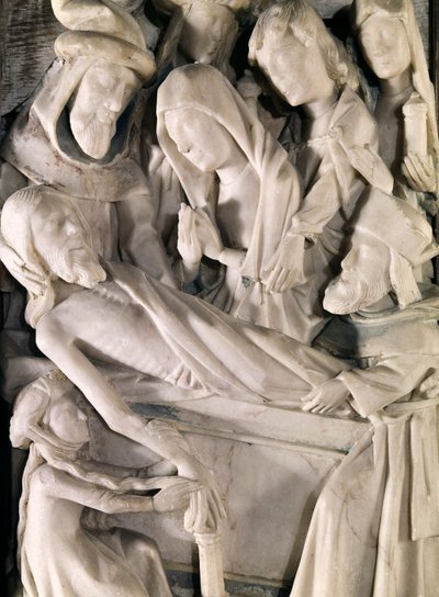 Kristi grav, detaljer om altertavlen af Saint-Riquier af Unknown artist