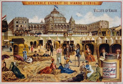 Turister på en strand i Scheveningen, Holland af Unknown artist