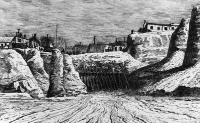 Transformationer af Paris under det andet imperium, Haussmann Paris: ødelæggelse af lille Polen til opførelsen af Boulevard Malesherbes, Bibl. historiske by Paris af Unknown artist