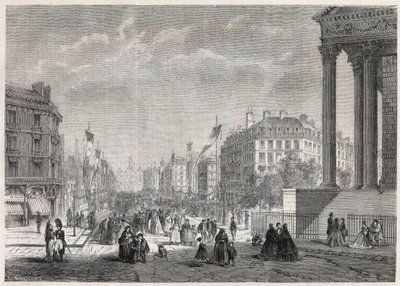 Transformationer af Paris under det andet imperium, Paris Haussmann: udsmykning af Boulevard Malesherbes, på dagen for dens indvielse den 13. august 1861 - Indgravering i "" Le Monde Illustré"" af Unknown artist