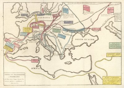 Transmigrationer af de barbariske stammer, der invaderede Romerriget af Unknown artist