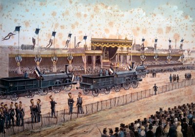 Transport: indvielse af jernbanelinjen mellem Paris og Strasbourg. 1864. Stik Paris, B.N. af Unknown artist