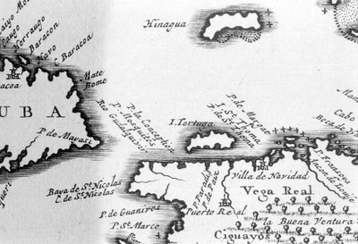 Skildpaddeøen og Santo Domingo fra et kort fra det 17. århundrede af Pierre Vandier. af Unknown artist