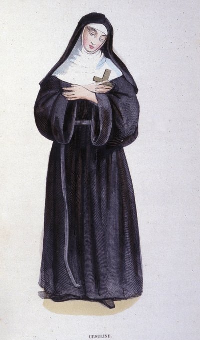 Ursuline. Gravering fra et album om religiøse ordrer, Paris af Unknown artist