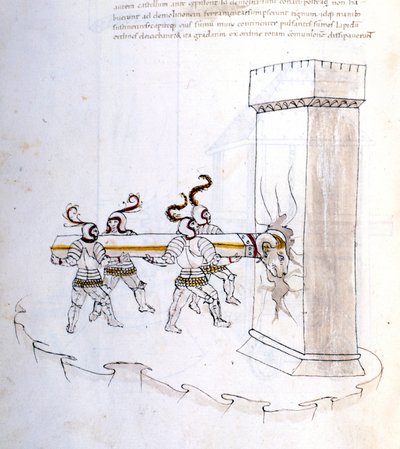 Brug af en belier under et overfald i det 16. århundrede. af Unknown artist