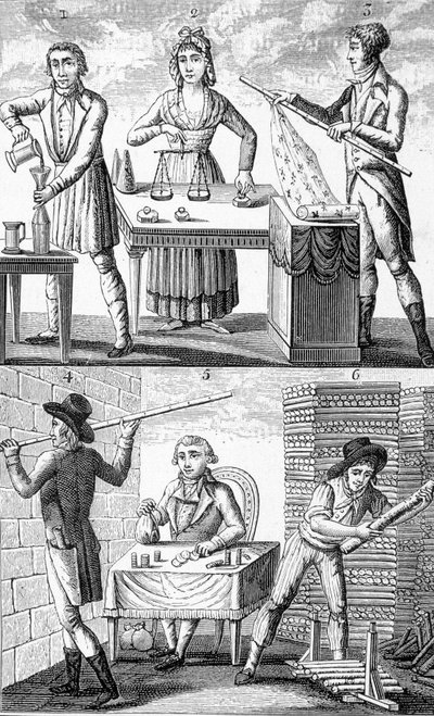 Brug af nye vægte og mål i 1795. af Unknown artist