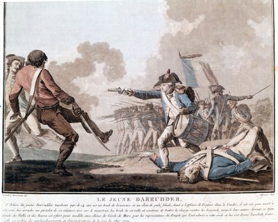 Vendées oprør: den unge Darruder. Dette er et eksempel på patriotisk heltemod, da Darruder var en 14-årig dreng, der tog sin fars våben, der lå død, for at dræbe sin lejemorder og fortsætte kampen. 1793. af Unknown artist