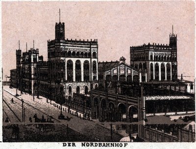 Wien, Østrig: udsigt over den nordlige jernbanestation i Wien. i "" Verden illustrerer 168 visninger"" Udateret (slutningen af det 19. århundrede) af Unknown artist