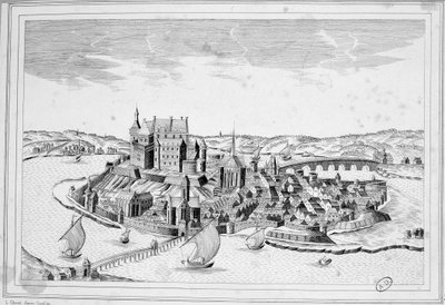 Udsigt over Decize i 1640 - gravering af Unknown artist