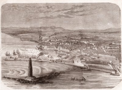 Udsigt over Livorno (Livorno - Toscana - Toscana) - Toscana - gravering 1860 af Unknown artist