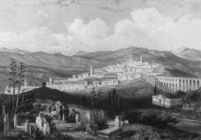 Udsigt over Medeah, gammel romersk fæstning, i Algeriet i det 19. århundrede, i "L