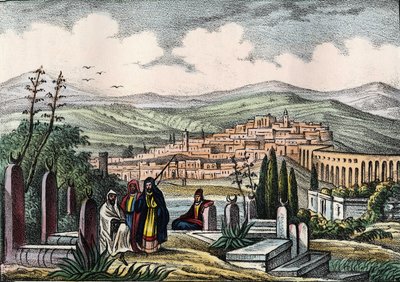 Udsigt over Medeah, det gamle romerske fæstning i Algeriet. I "" Storia d