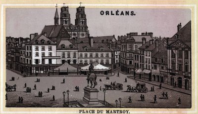 Udsigt over Place du Martroy i Orleans, Department of Loiret og Centre-regionen, Frankrig. Kromolitografi i slutningen af det 19. århundrede. af Unknown artist
