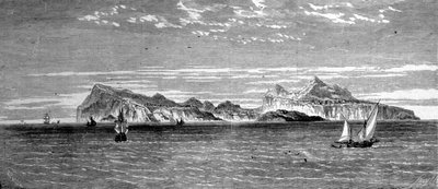Udsigt over Procida Island ud for Napoli. 1800-tals gravering. af Unknown artist
