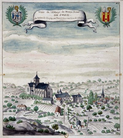 Udsigt over Sully Abbey, Touraine af Unknown artist