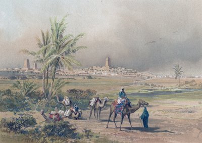 Udsigt over Timbuctoo (Timbuktu) i det moderne Mali, ca. 1850 (tryk) af Unknown artist