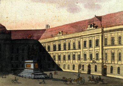 Udsigt over Josephplatz (Joseph platz) i Wien, Østrig Gravering fra 1820 af Unknown artist