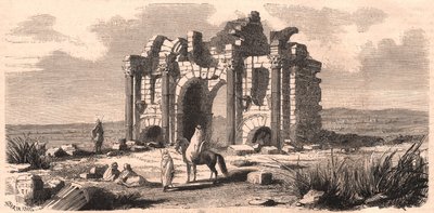 Udsigt over den romerske triumfbue kaldet Trajan i Algeriet af Unknown