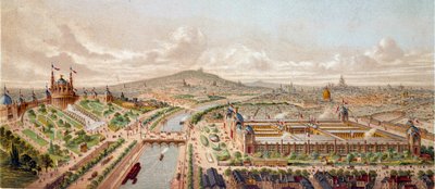 Udsigt over Verdensudstillingen i Paris i 1878 Indgravering af det 19. århundredes Paris, B.N. af Unknown artist