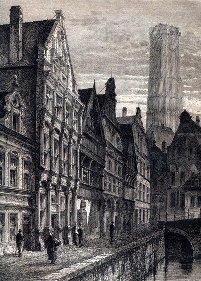 Udsigt over byen Mechelen i Belgien - Udsigt over byen Mechelen i Belgien - ca. 1867 af Unknown artist