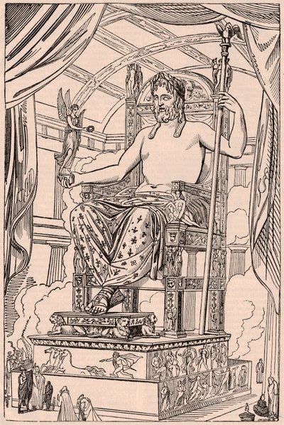 Udsigt til den gigantiske statue af den olympiske Zeus af Phidias af Unknown
