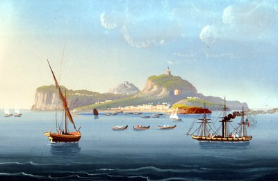 Udsigt over øen Capri. 1830. Anonymt maleri af Unknown artist