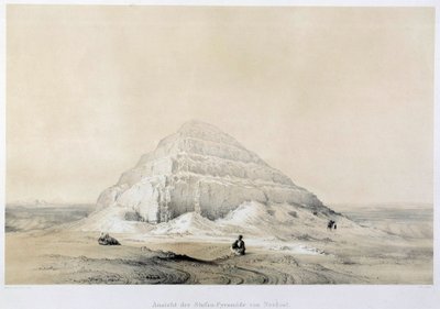 Udsigt over pyramiden i Saqqarah (Sakkarah). Egypten. Illustration af det 19. århundredes Paris, Frankrigs college af Unknown artist