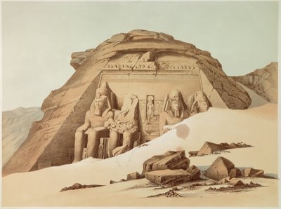Udsigt over Abu Simbels tempel. Egypten. Illustration af det 19. århundrede. Paris, Frankrigs College af Unknown artist