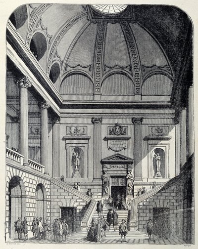 Udsigt over vestibulen og trappen til Bordeaux-teatret under Louis XV - i "Frankrig og franskmændene gennem århundrederne"". af Unknown artist