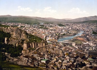 Udsigt over Tbilisi (tidligere navn Tiflis), hovedstaden i Republikken Georgien - ca. 1890 Privat samling af Unknown artist