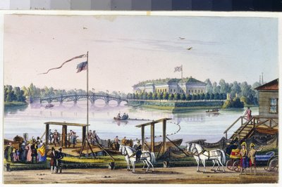 Udsigt over paladset på Kamenny Island i Sankt Petersborg (Album of Marie Taglioni af Unknown artist