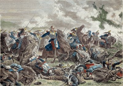 Krig i 1870: slaget ved Froeschwiller Woerth (Froeschwiller-Woerth) (eller slaget ved Reichshoffen) den 06/08/1870, hvor Tyskland sejrede - Gravering af det 19. århundrede - Paris, Musee de l