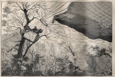 Krigen i 1870: nedstigningen af bolden "Armand Barbes"" med Leon Gambetta (1838-1882) om bord 7. oktober 1870 - Indgravering i "La Science francaise"" af Unknown artist