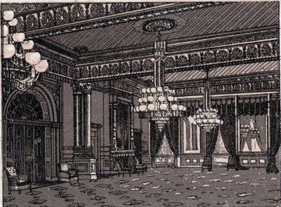 Washington, USA: udsigt over East Room, Det Hvide Hus. i "" Verden illustrerer 168 visninger"" Udateret (slutningen af det 19. århundrede) af Unknown artist