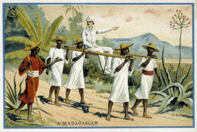 Hvid kolon på kørestol, Madagaskar - Chromo af Unknown artist
