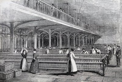 Kvinder og børn arbejder under farlige forhold af Unknown artist