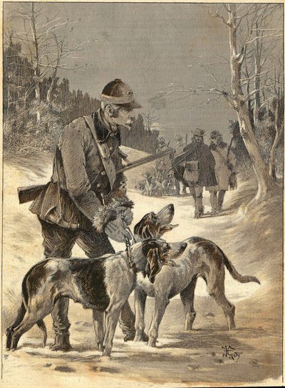 Træjagt efter Gides akvarel. 1892. af Unknown artist