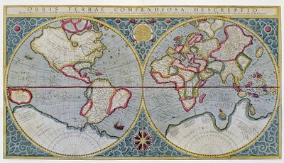 Verdenskort over Mercator (1587) - efter "Gerard Mercators atlas eller kosmografiske meditationer over verdens stof og stoffets form", Amsterdam af Unknown artist