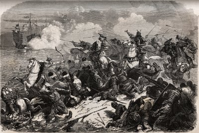 Yori Omo og en samurai-hær afviser invasionen af ​​mongolerne i 1274 ledet af Qubilai (Kubilai Khan, første kejser af det mongolske Yuan-dynasti (1215-1294), men tyfoner (kami kaze: gudernes vind) afviser og kæntrer mongolerne flåde, der skåner japanerne af Unknown artist